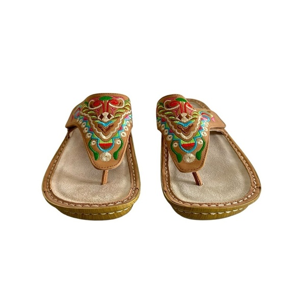 Alegria Womens Vanessa Chrysalis Cognac Leather Thong Sandals Size 40 US 9.5-10 - Picture 4 of 11